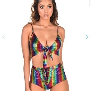 Iheartraves rainbow rave 2 piece